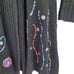 Vintage 90's Coatigan Duster Cardigan M Black Whimsical Embroidery Fairy Grunge