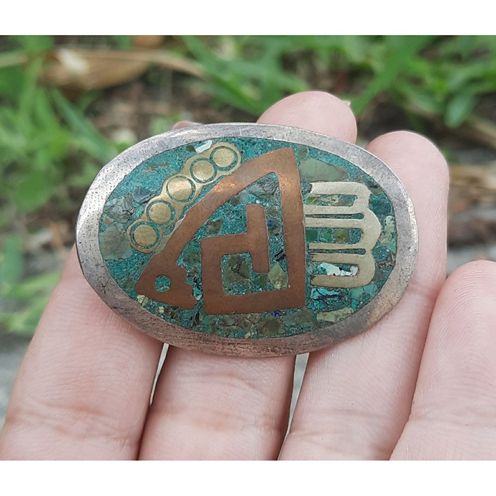 Vintage Taxco Mexico Aztec silver Metales Casados brooch pendant