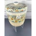Vintage Ceramic Biscuit Cookie Cracker Jar Barre Cross Stich Pattern No Handle