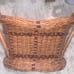 Large Wicker Woven Double Handle Wood Bead Basket Rattan 10”T 15.25”L 11.5”W