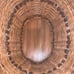 Large Wicker Woven Double Handle Wood Bead Basket Rattan 10”T 15.25”L 11.5”W