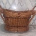 Large Wicker Woven Double Handle Wood Bead Basket Rattan 10”T 15.25”L 11.5”W