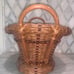 Large Wicker Woven Double Handle Wood Bead Basket Rattan 10”T 15.25”L 11.5”W