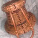 Large Wicker Woven Double Handle Wood Bead Basket Rattan 10”T 15.25”L 11.5”W