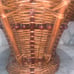 Large Wicker Woven Double Handle Wood Bead Basket Rattan 10”T 15.25”L 11.5”W