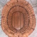 Large Wicker Woven Double Handle Wood Bead Basket Rattan 10”T 15.25”L 11.5”W