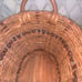 Large Wicker Woven Double Handle Wood Bead Basket Rattan 10”T 15.25”L 11.5”W