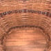 Large Wicker Woven Double Handle Wood Bead Basket Rattan 10”T 15.25”L 11.5”W