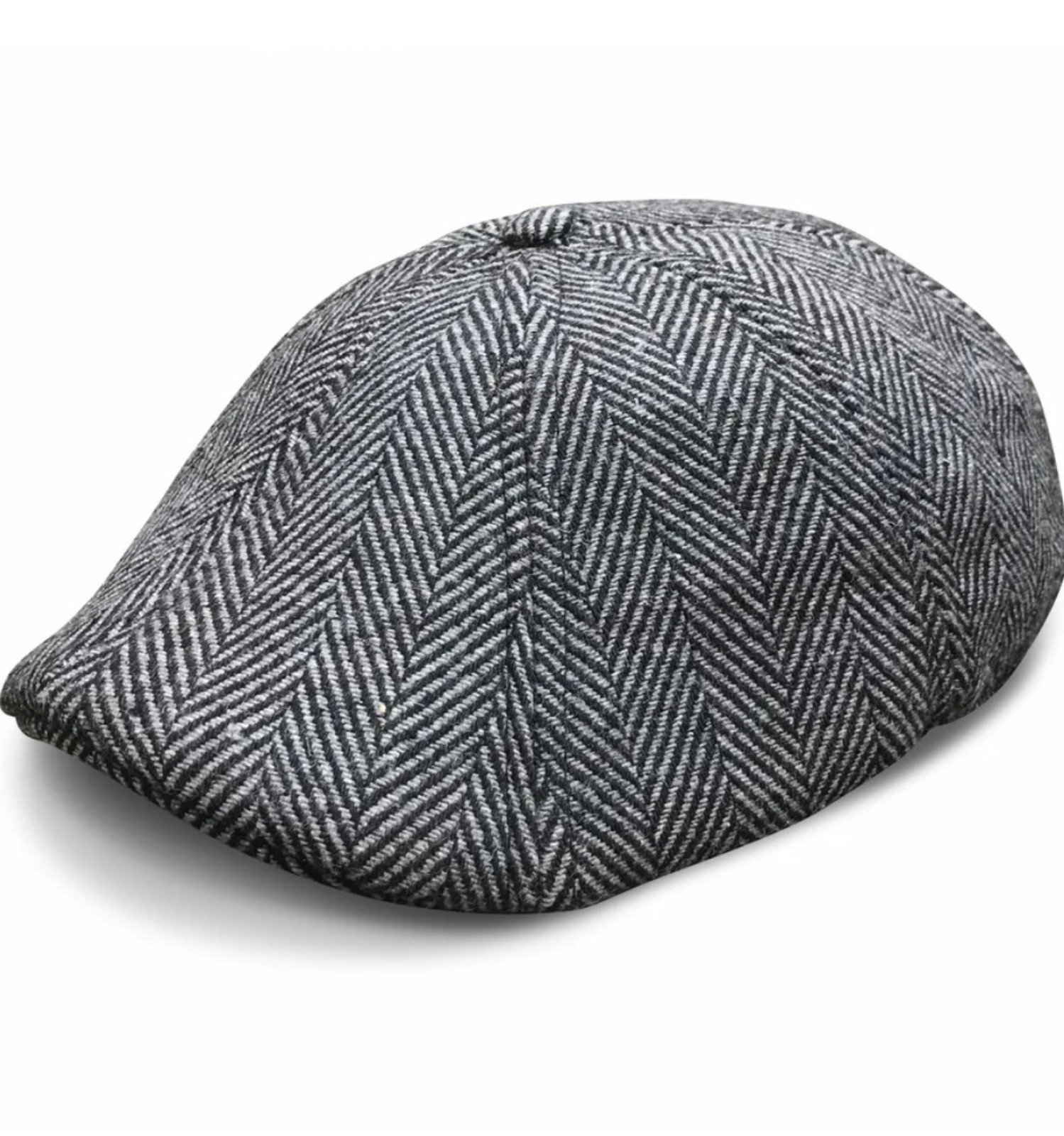 EUC Boston Scally Cap The Original Peaky -Grey Tweed Wool Herringbone 1920s