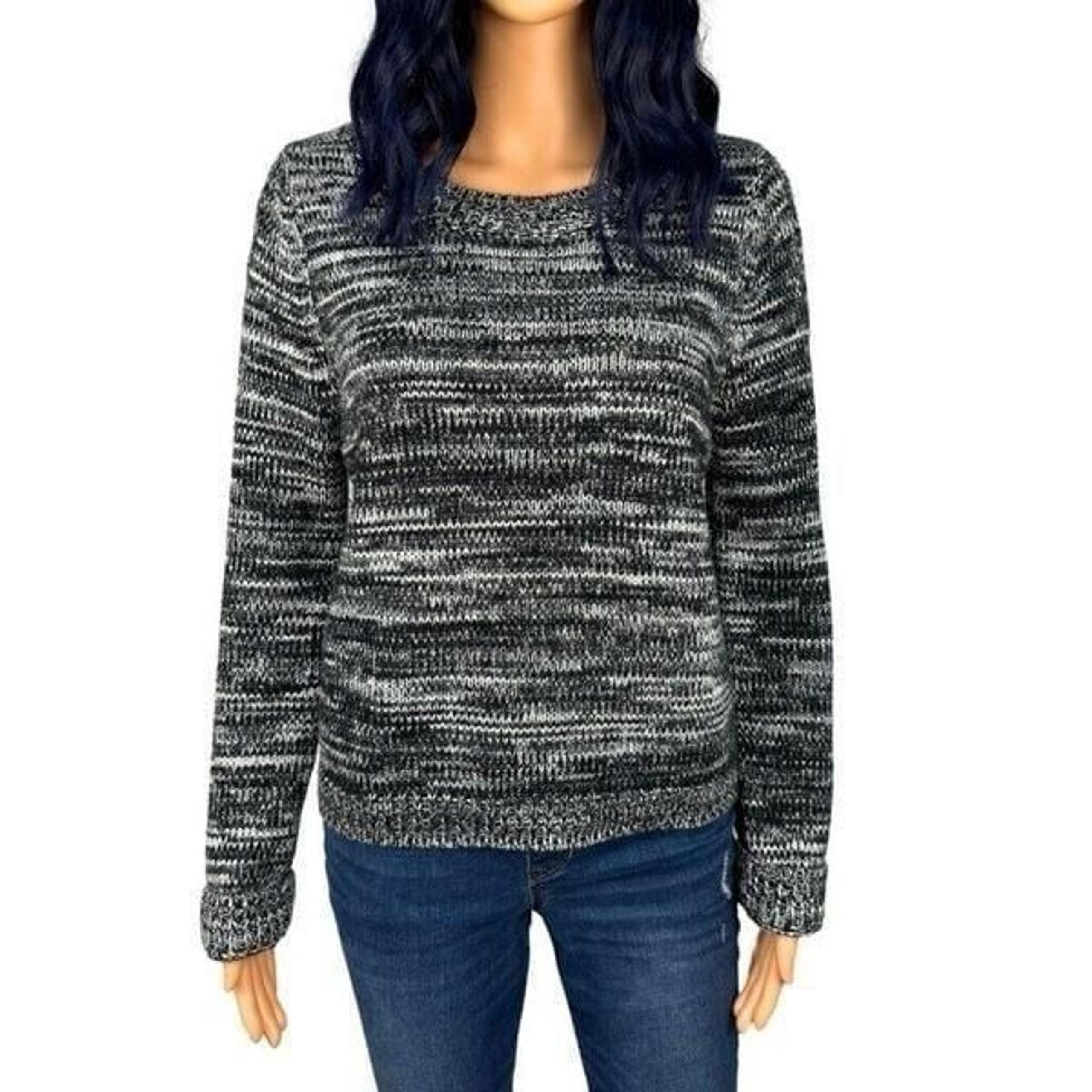 MINKPINK Women’s Black White Knit Cozy Crewneck Sweater Size Medium