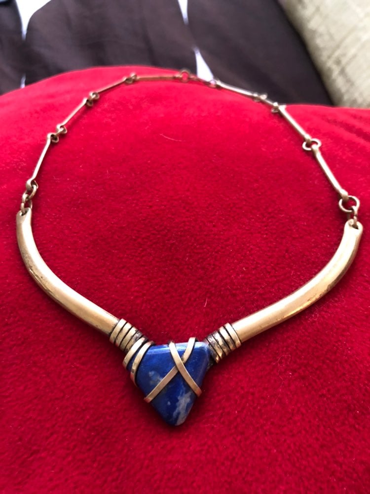 Lápiz Lazuli And Brass Necklace