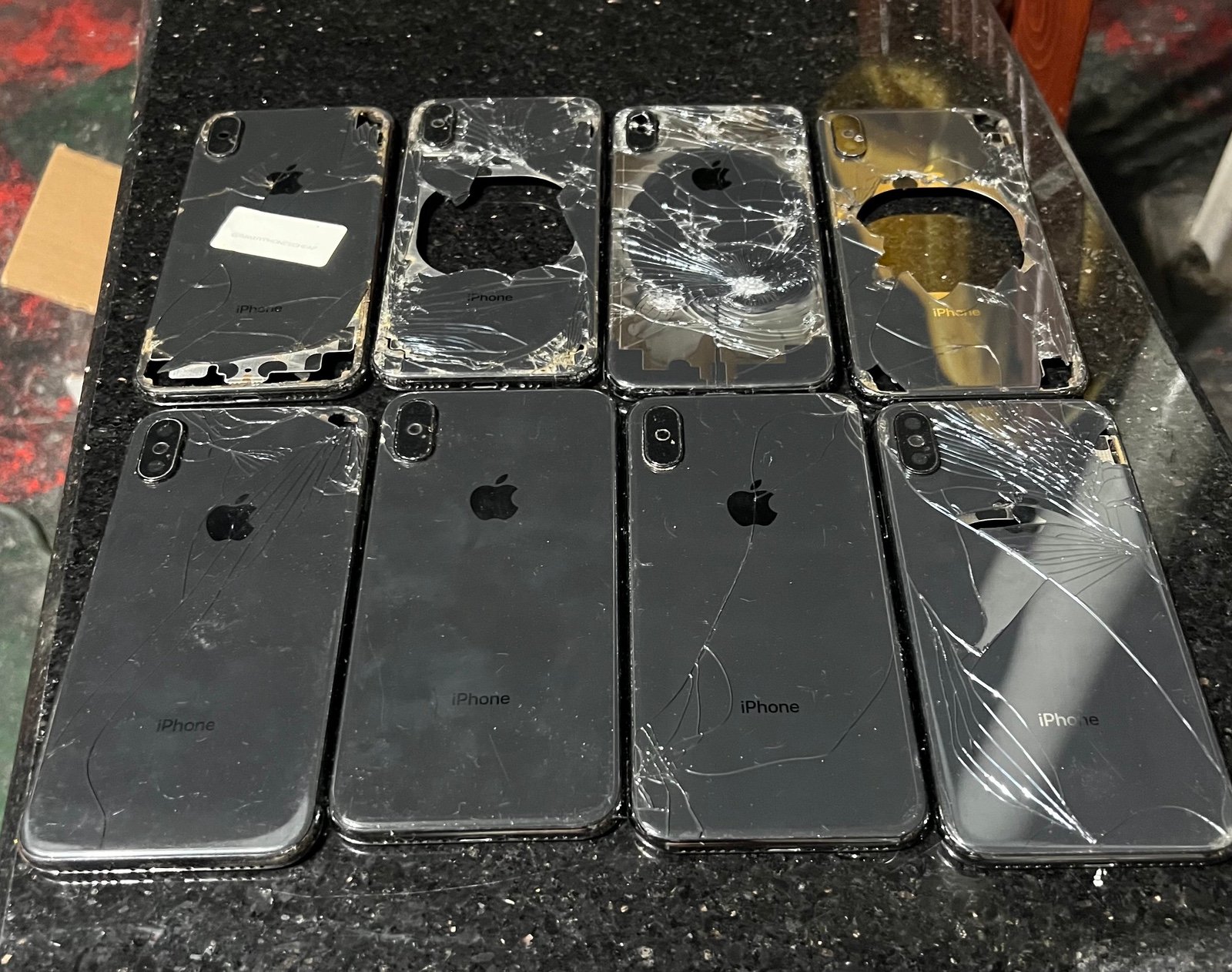 Apple iPhone X Cracked Housing Frames Lot Of 8 OEM