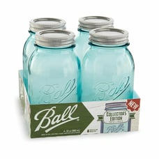 Ball Aqua Blue Mason Jars 32-oz Vintage Regular Mouth Quart Glass Canning 4-pk