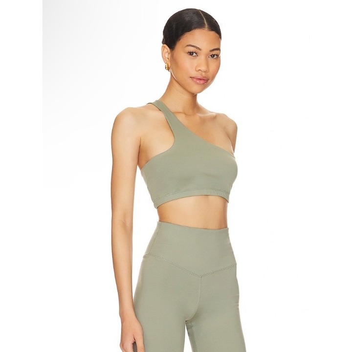 Anine Bing Sport Jules Bra Asymmetrical Design Artichoke Green LG Stretchy Comfo