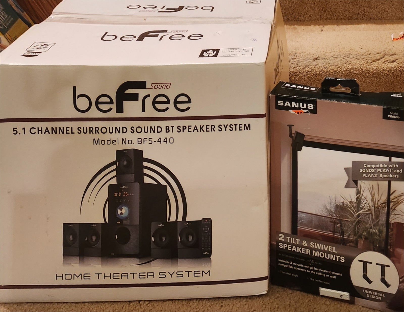 Sound System beFree Model No. BFS-440 plus SANUS Speaker Mounts EVERYTHING BRAND