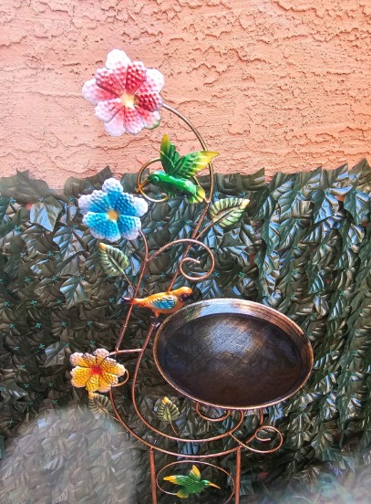 57 Height Metal Bird Bath with Trellis for Outdoor Vintage Decorative Bird bath