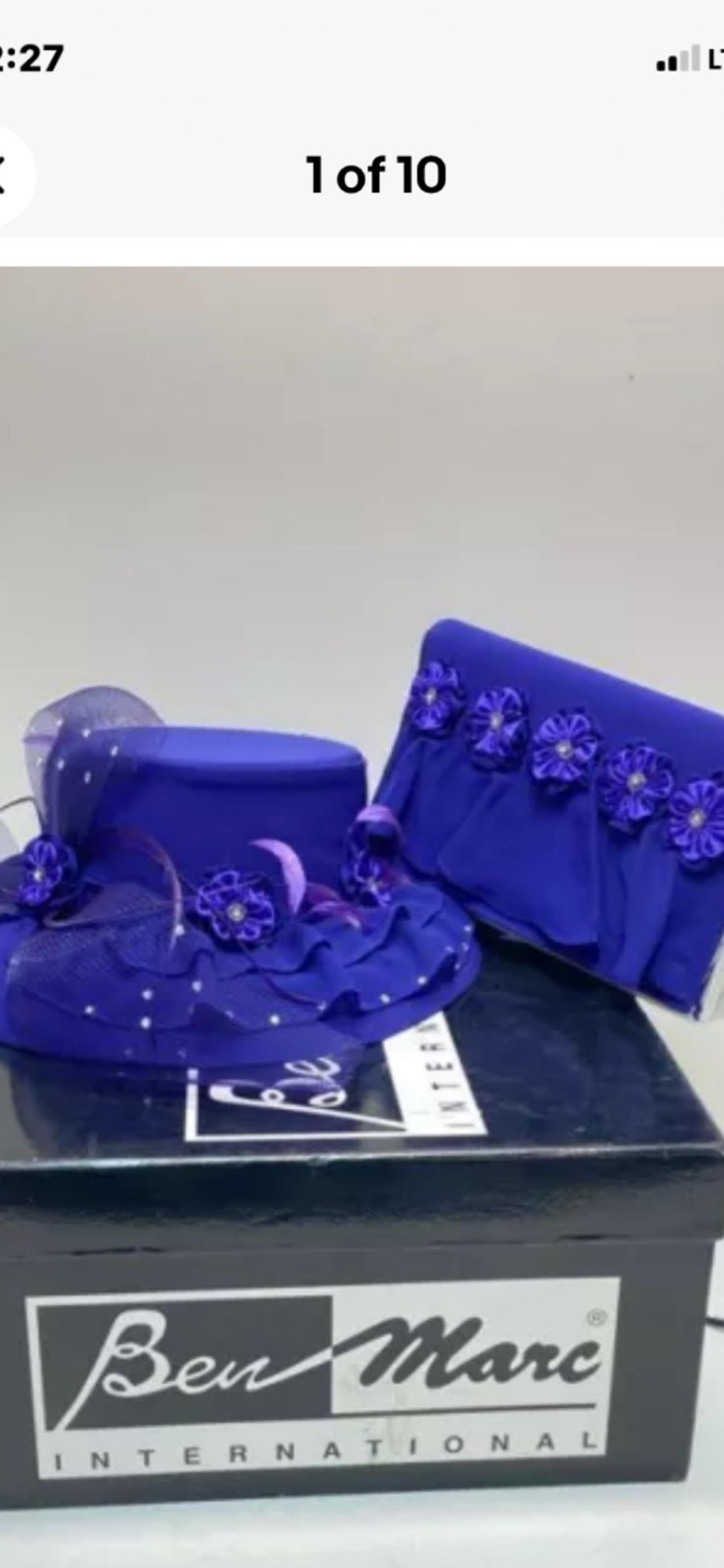 NWT Royal Purple Church Hat & Clutch by Ben Marc