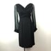 Vintage Little Black Dress Deep V neck, sheer sleeves 3 button cuff