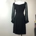 Vintage Little Black Dress Deep V neck, sheer sleeves 3 button cuff