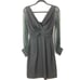 Vintage Little Black Dress Deep V neck, sheer sleeves 3 button cuff