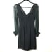 Vintage Little Black Dress Deep V neck, sheer sleeves 3 button cuff
