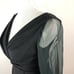Vintage Little Black Dress Deep V neck, sheer sleeves 3 button cuff