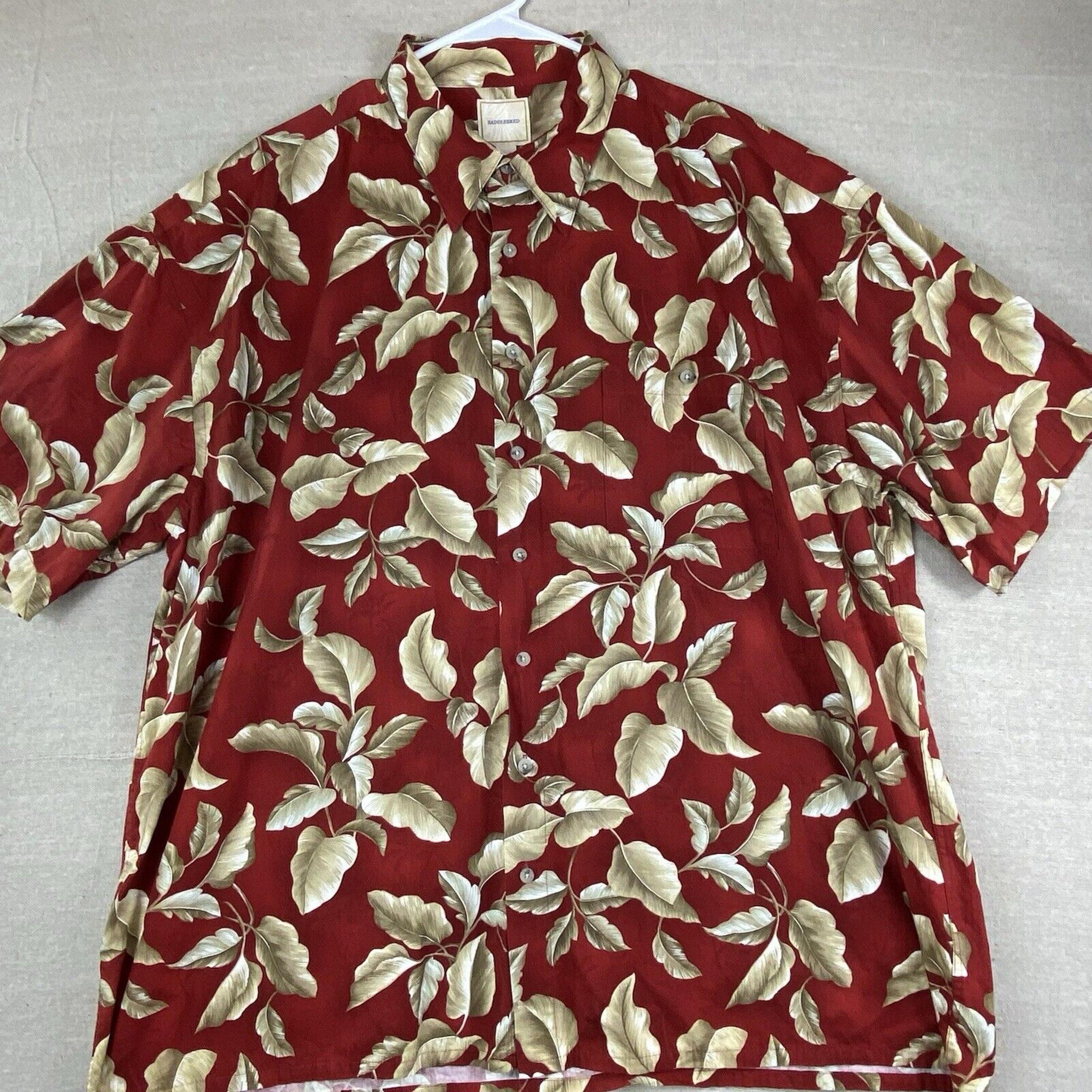 Saddlebred Shirt Men's Red Tropical Hawaiian Short Sleeve Button Up 2X