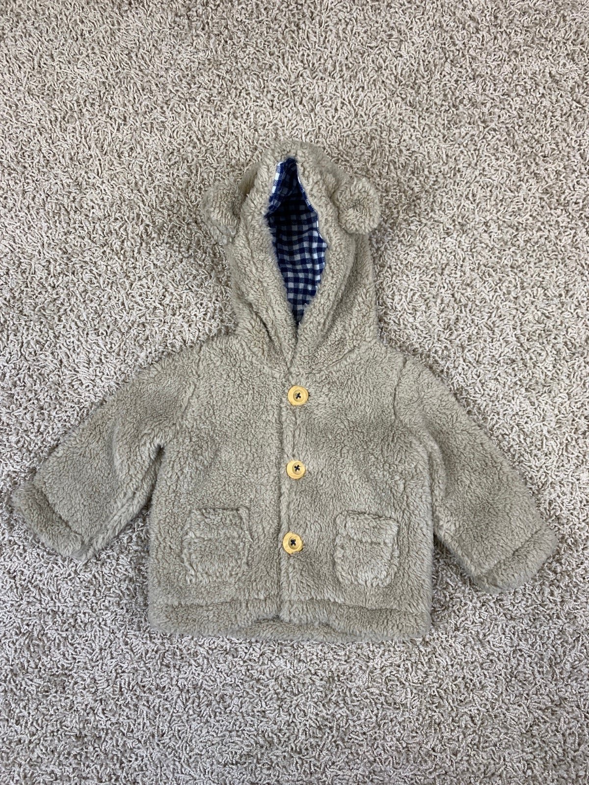 NWOT Baby Boden oatmeal teddy bear jacket sz 3-6 months