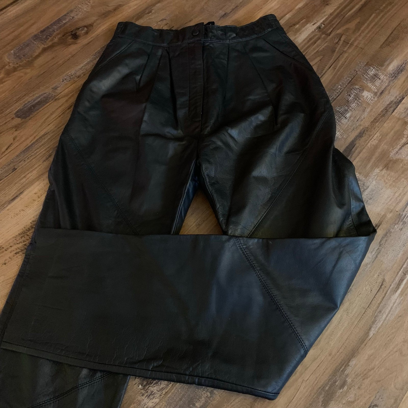 Vintage 80s/90s Peorgee Sport Black Leather High Waist Pants Size 4 26