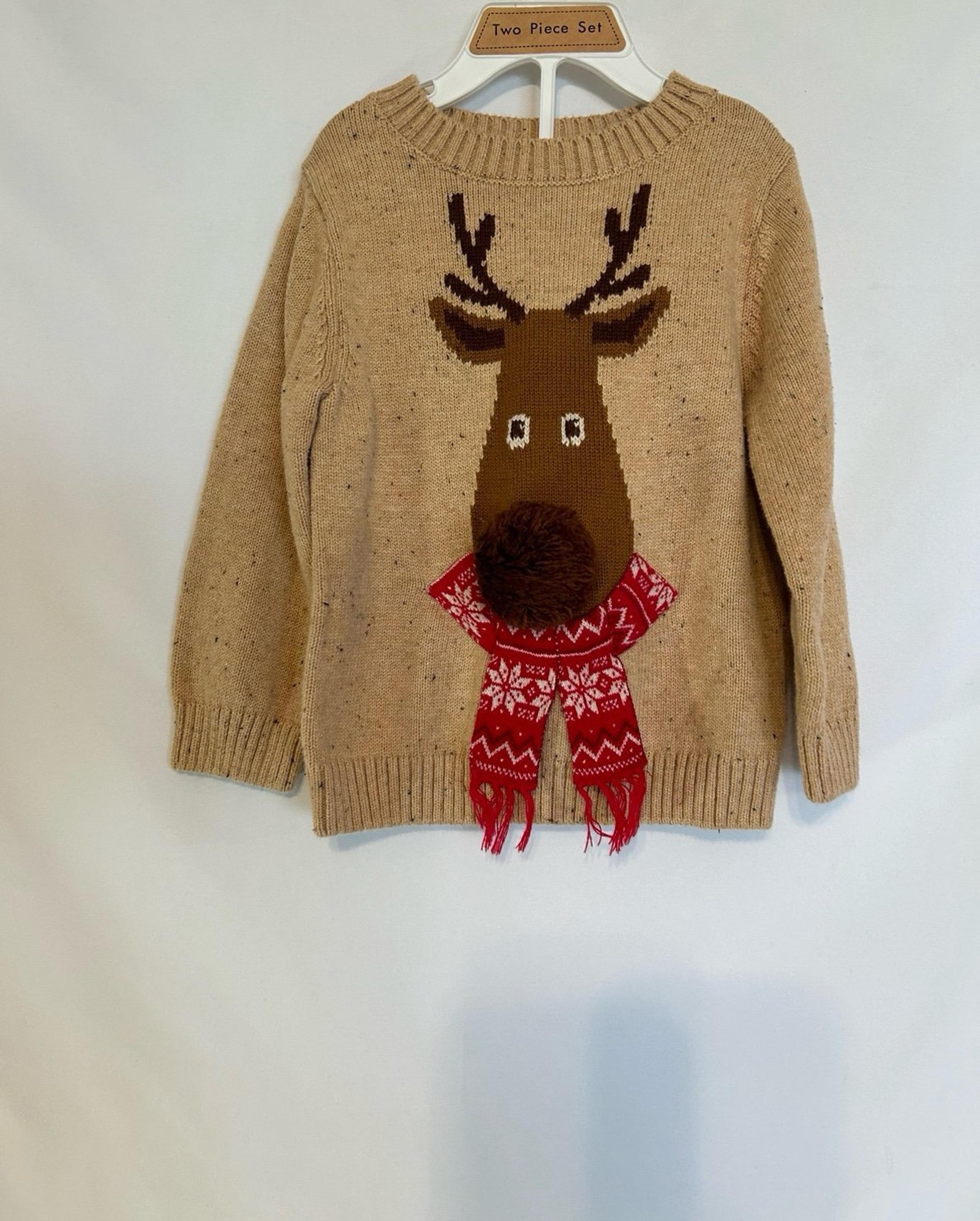Boys holdiay Reindeer 3D Puff Nose Brown Sweatshirt Size 2T H&M