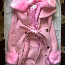 Faux fur pink trench coat size medium