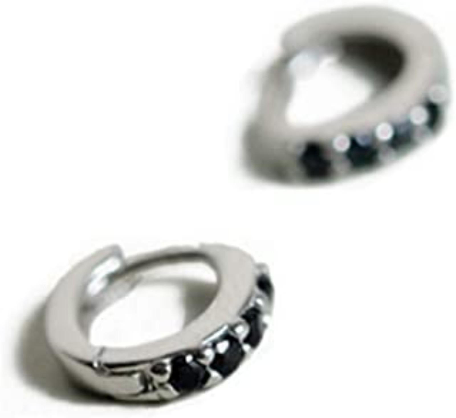 Black CZ Super Small Upper Hole Hoop Earring for Women Teen Girls Men S925 Sterl