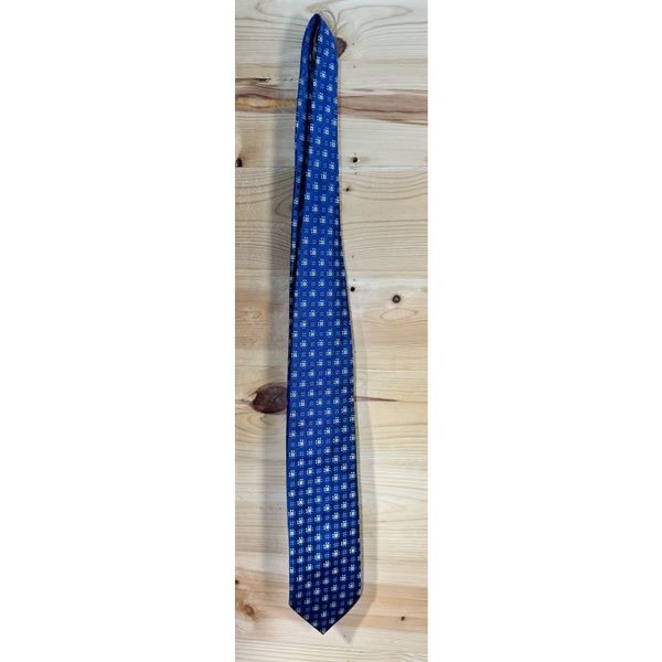 Ermenegildo Zegna Men's Blue & Gold Geometric Silk Tie Classic Length