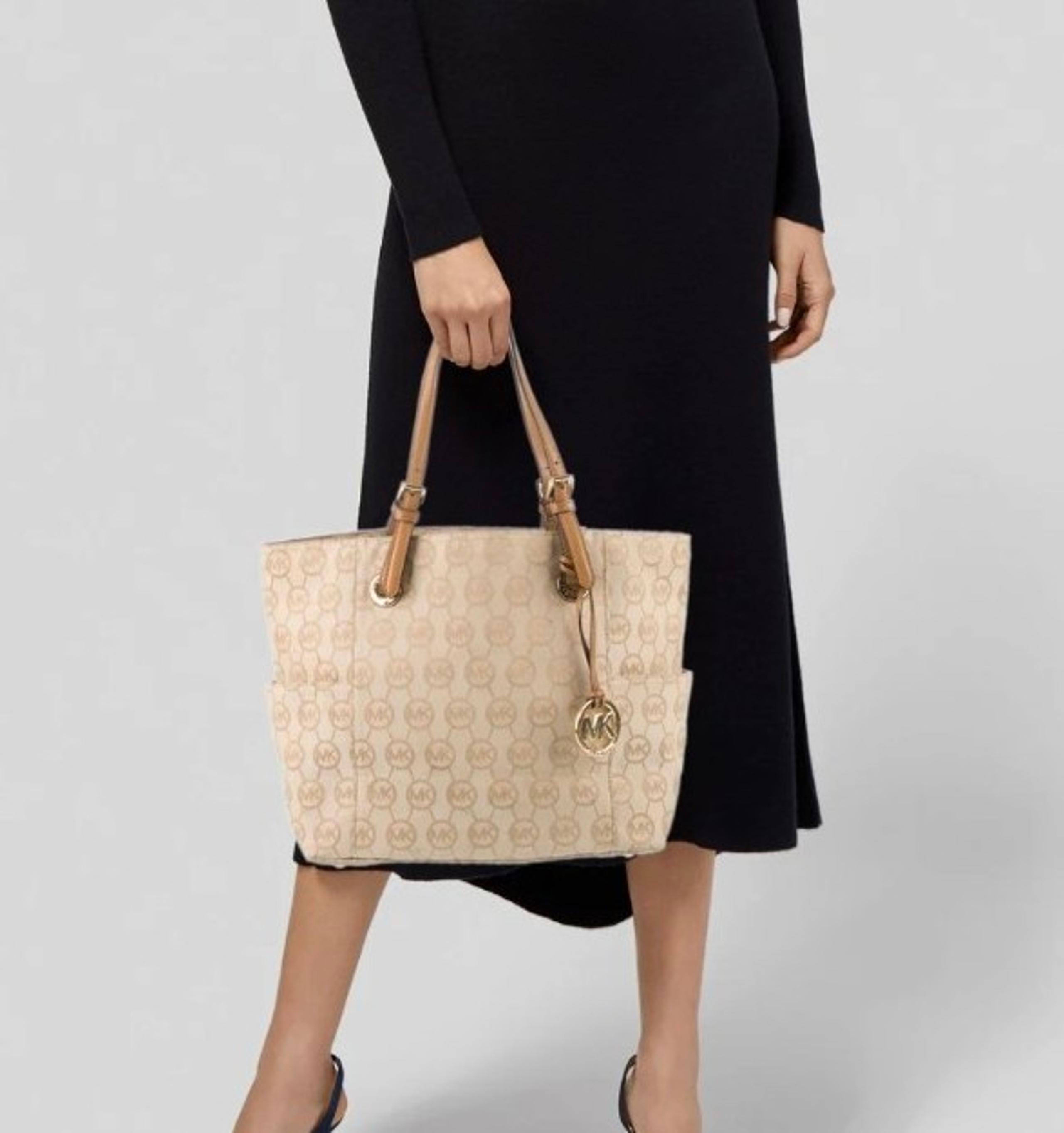 MICHAEL Michael Kors Khaki Canvas MK Signature Jacquard Tote Bag