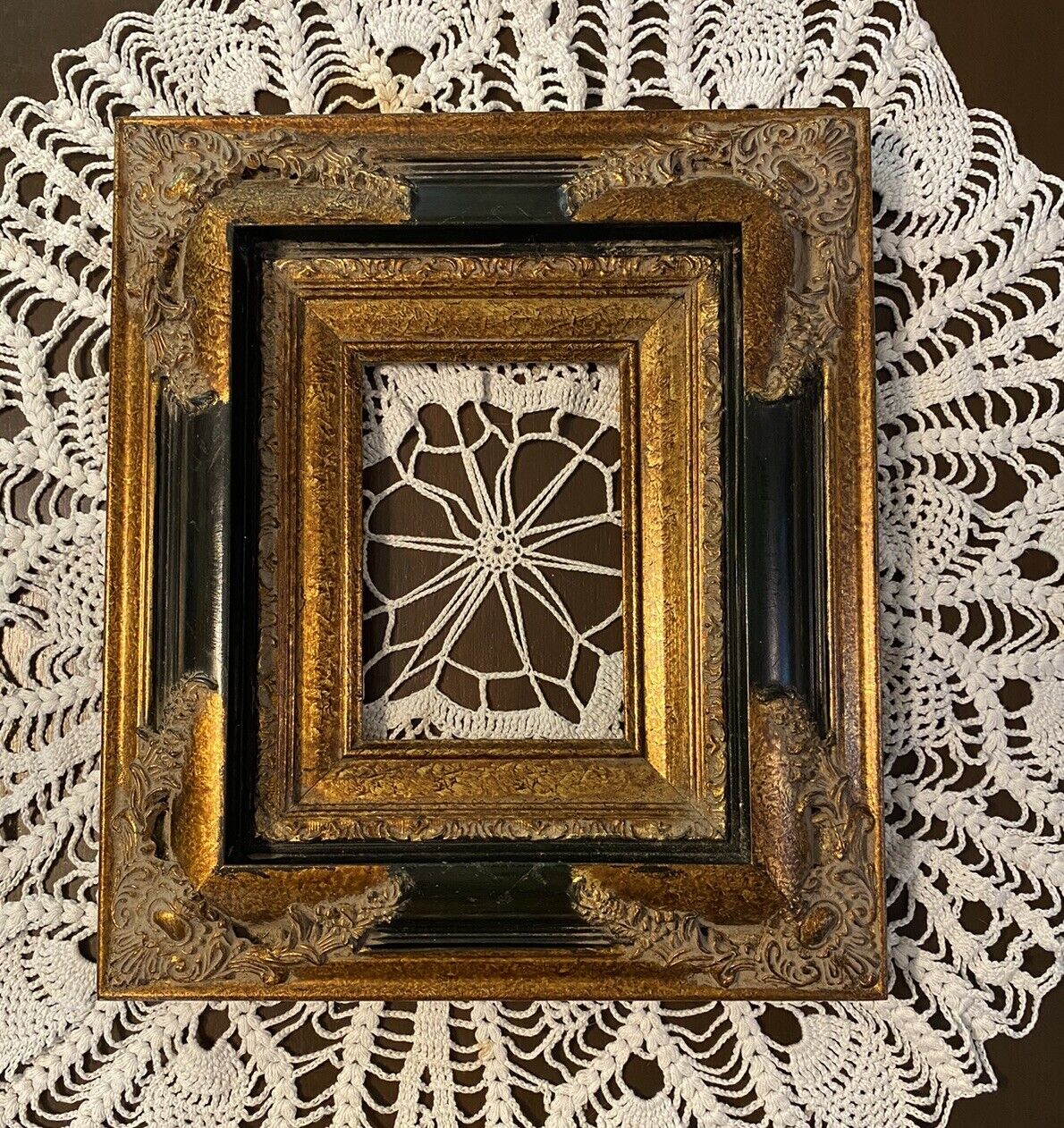 Antique Black and Gold Gilt Frame 5x7 Hollywood Regency Gallery Wall Gothic