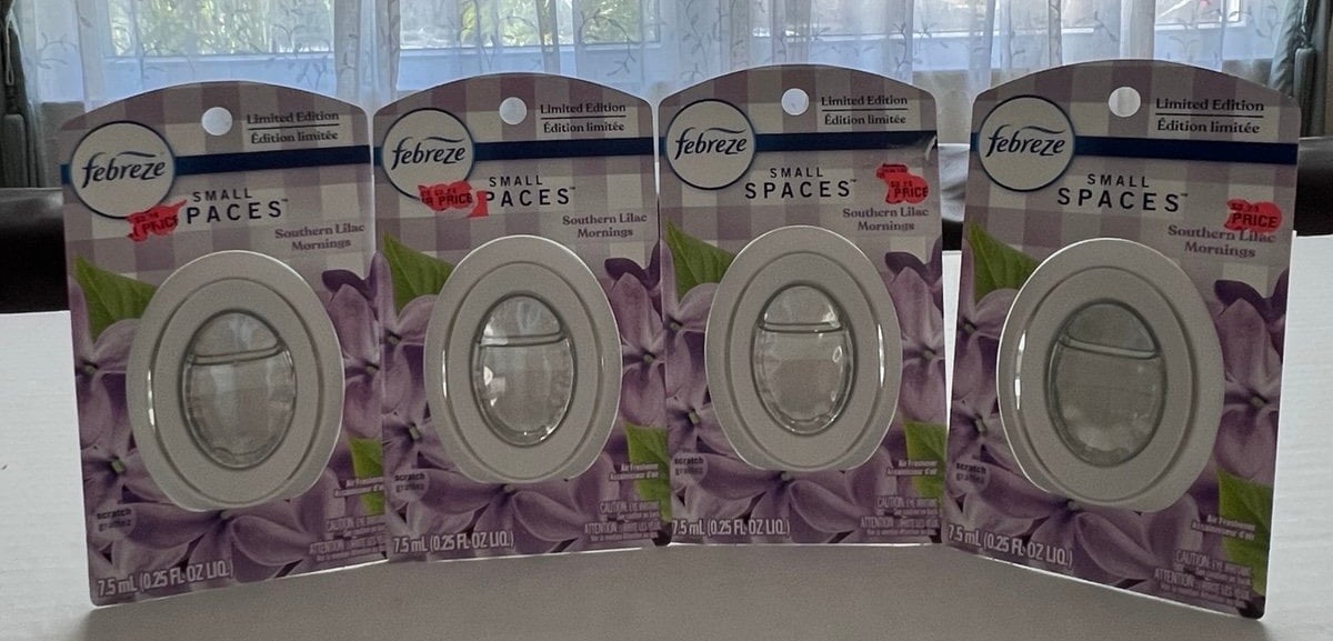 Febreze Lot Small Spaces SOUTHERN LILAC MORNINGS Air Freshener Spring Scent x4