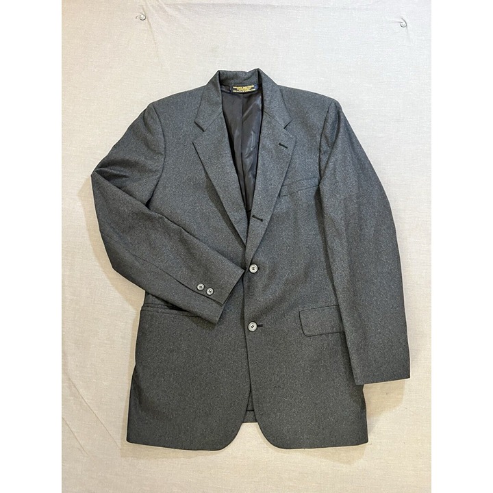 Brooks Brothers Coat Mens 40L Gray Wool 4 Button Pocketed Long Blazer Jacket