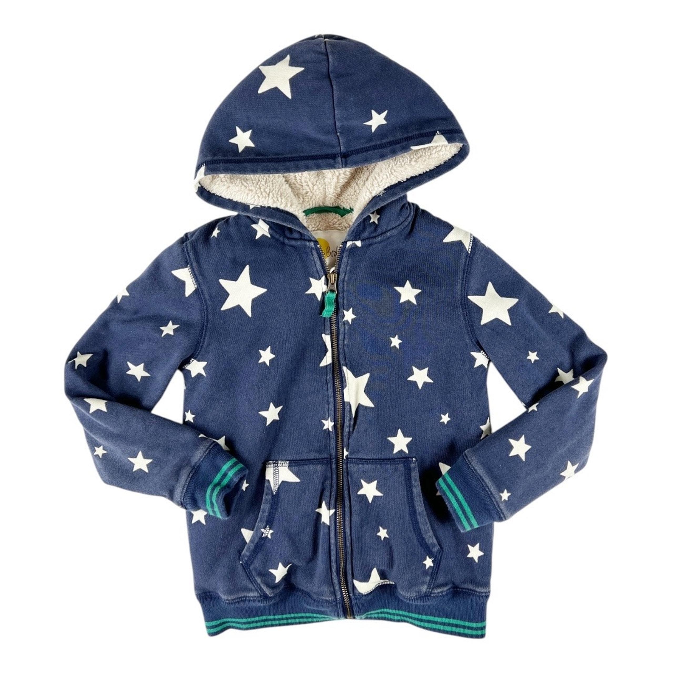 Mini Boden Star Sherpa Lined Hoodie Jacket Sweatshirt size 9-10