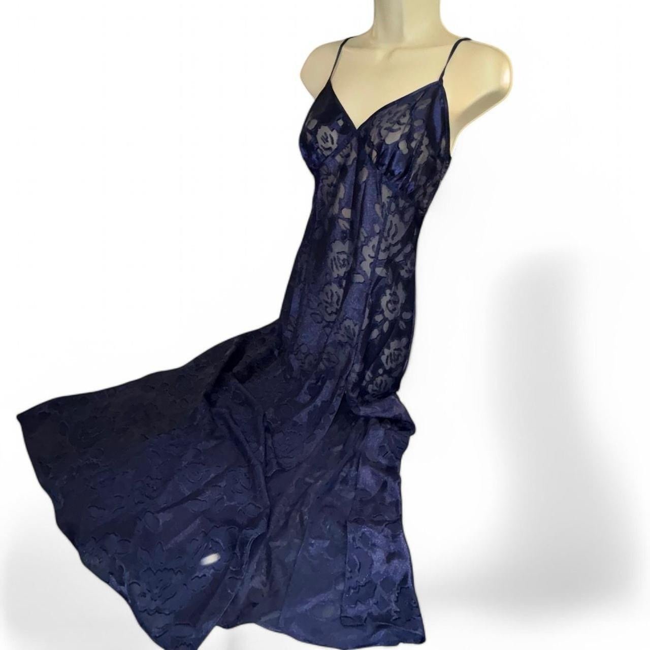 VICTORIA’S SECRET NWT Vintage Gold Label Navy Blue Long Slip Dress Size M