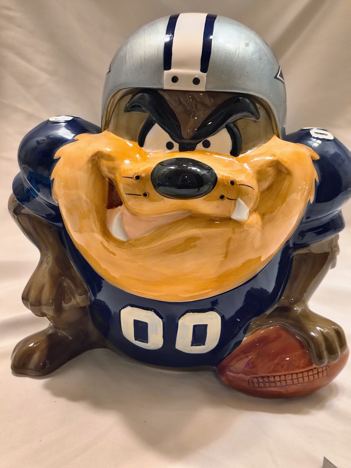 Vintage 1994 Looney Tunes Tasmanian Devil Dallas Cowboys Football Cookie Jar