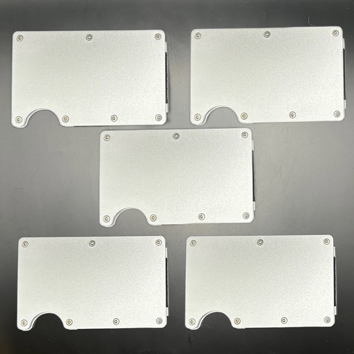 Bulk Pack of 5 Blank Slim Metal Wallets - Color: Silver - Laser Engraving Wallet
