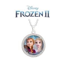 NWT Disney Frozen 2 Elsa And Anna Crystals Shaker Pendant Silver Necklace