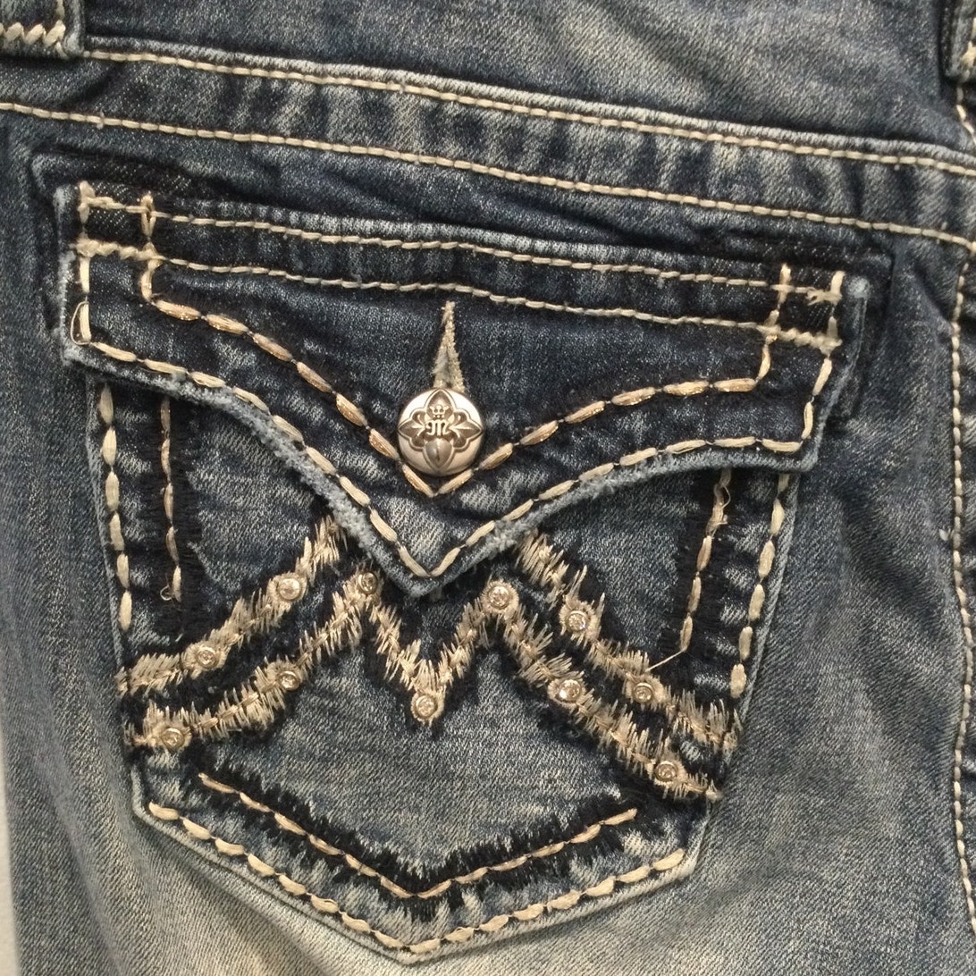 Miss Me Womens Boyfriend Capri 30 Jean Bling Rhinestone Western Rodeo Distressed