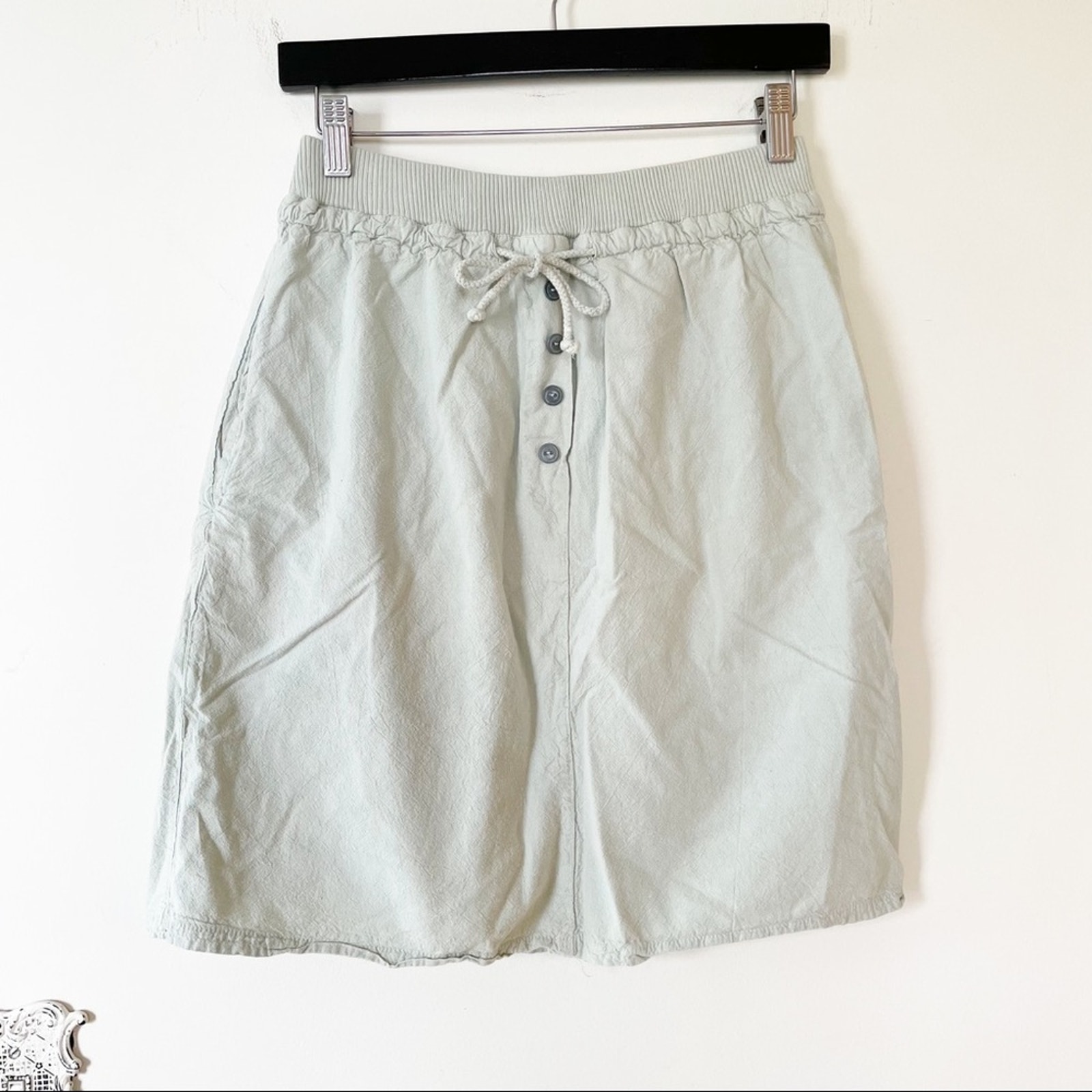 Vintage 90s Sage Green Cargo Cotton Mini Skirt Energie bi Currants L