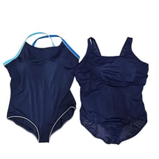 Lands End navy blue plus size full coverage one-piece swimsuit set of 2 size 22w