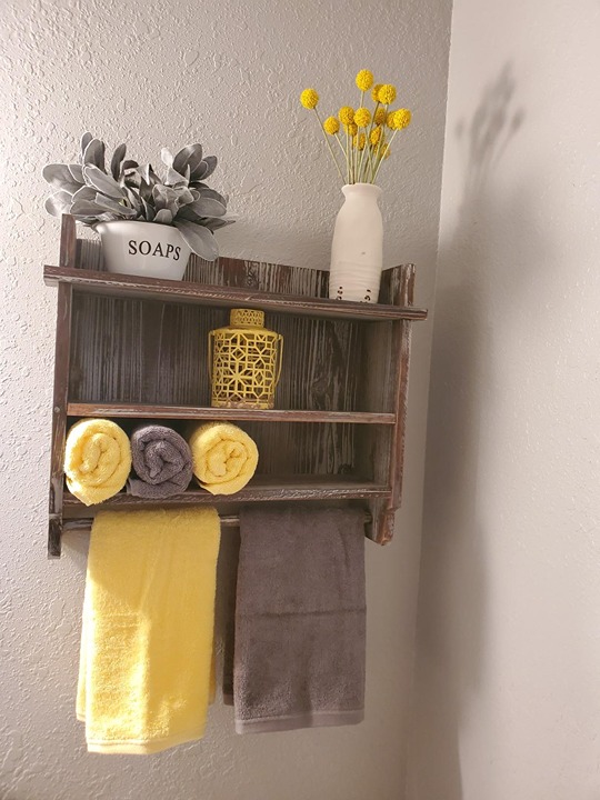 Wood Wall Mounted 3 Tier Bathroom Shelf Storage Display Rack with 23-Inch
