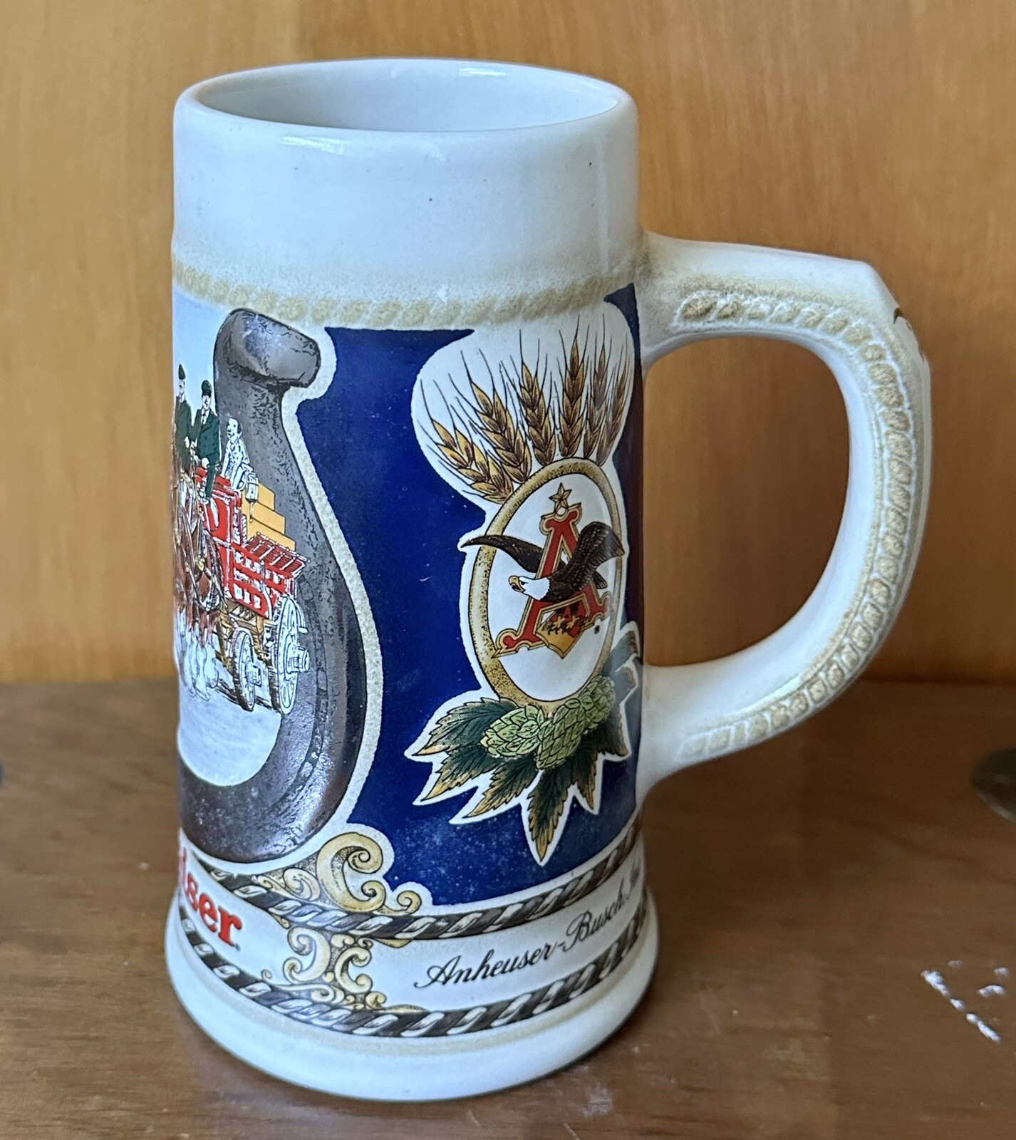Vtg 6.75” Budweiser Anheuser Busch Staffel Stoneware Horses W-Germany Beer Stein