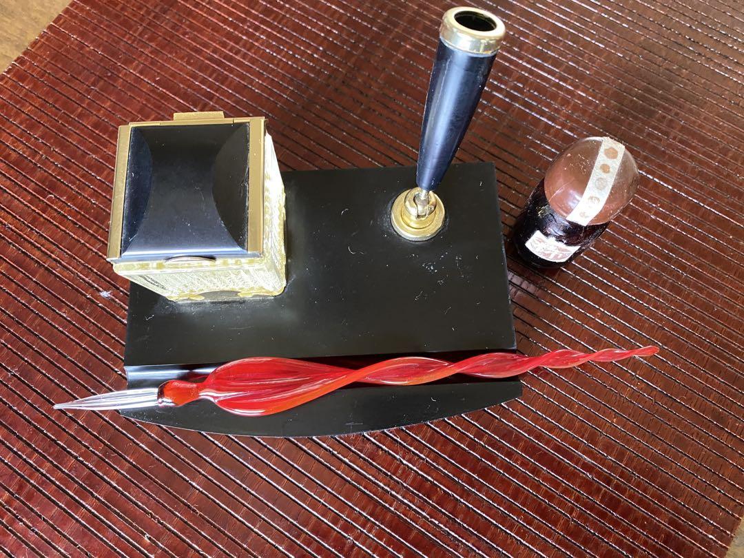 Otaru Glass Pen, Pen Stand and Inkwell