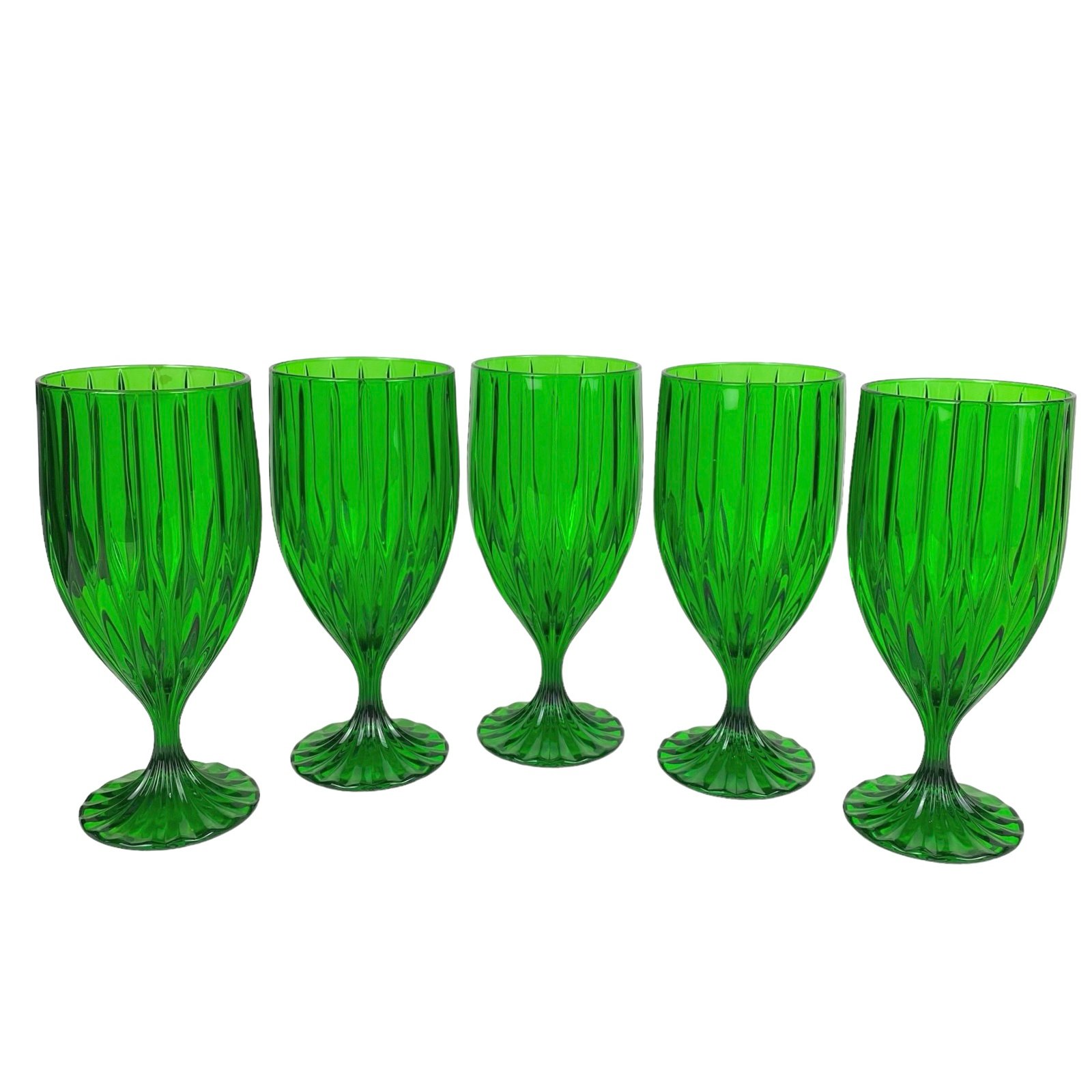 Mikasa Park Lane Green Ice Tea Wine Water Goblets Glasses 7 1/4” Tall Set 5
