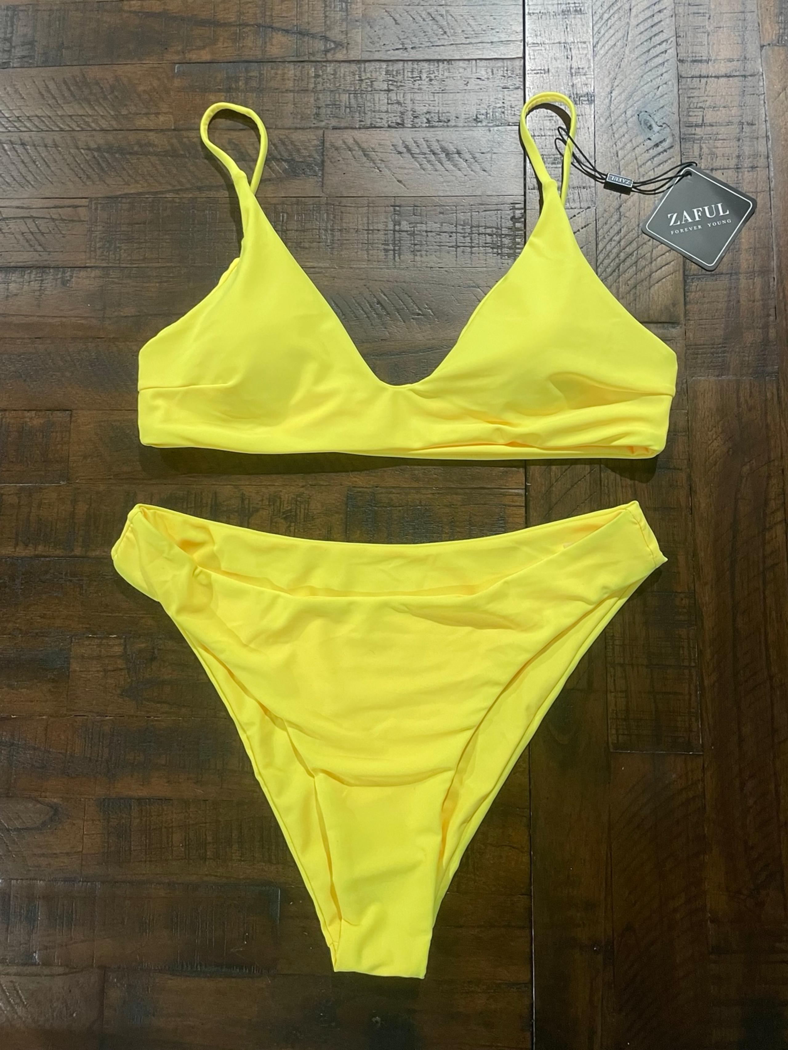 ZAFUL Women's Solid Spaghetti Strap Bikini Set Two Piece Swimsuit Size M